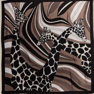 Banana Republic Giraffe Print Aracar Oversized Wool Scarf in Black and Brown